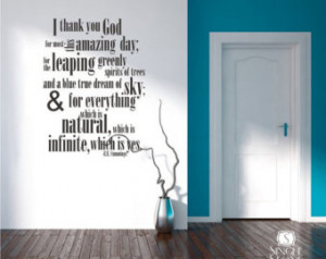 Wall Decals Quote ee cummings Thank You God - Vinyl Text Wall Words ...