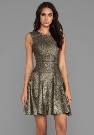 ISSA Sleeveless Short Dress in Gold - Sale