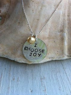 ... Joy Necklace, Hand Stamped Jewelry, Inspirational Quote Necklace