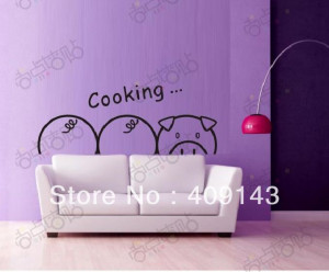 Cute Pig Cartoon Removable Vinyl Wall Art Sticker DIY 3D House Bedroom ...