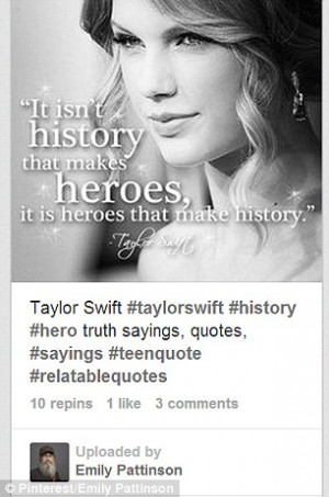 Swift's picture is adorned with a quote from Nazi leader Adolf Hitler ...