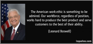 The American work ethic is something to be admired. Our workforce ...