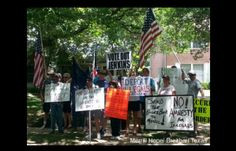 PEACEFUL PROTEST: Outside home of Judge Clay Jenkins, Dallas, Texas