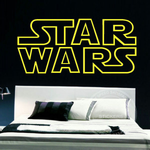 VINYL GIANT STAR WARS STARWARS LOGO QUOTES BEDROOM WALL STENCIL ...