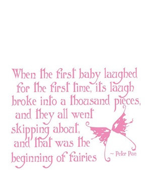 cute for a baby girls room Fairy Garden Quote from JM Barrie.