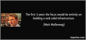 ... be entirely on building a rock solid infrastructure. - Matt Mullenweg