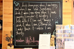 Madame Bollinger quote Frogmore Creek winery