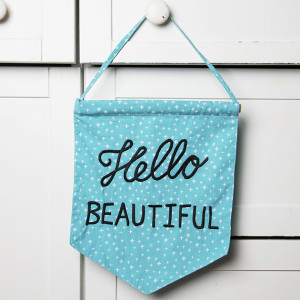 hello beautiful pastel message flag blue the bright blue of this hello ...