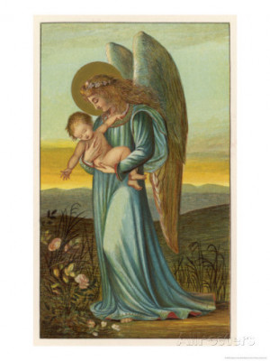 Guardian Angel Walks with a Child in Its Arms Giclee Print