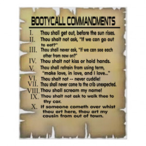 Booty Call Commandments. -- Poster