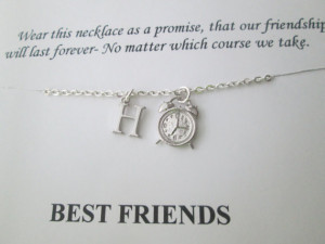 Watch, Initial Necklace- Quote Card/ Best Friends