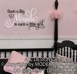 Details about BIG MIRACLE in a LITTLE GIRL Quote Vinyl Wall Decal Word ...