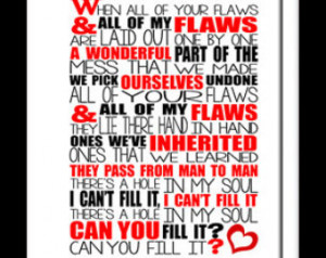 Bastille Flaws. 8x10 picture mount & Print Typography song music lyric ...