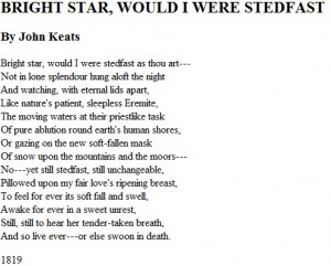 Bright Star (1819) by John Keats