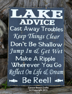 Lake House Decor Lake Wood Sign Lake Advice by CarovaBeachCrafts