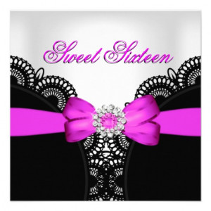Black And White Sweet Sixteen Invitations
