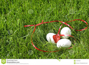 Wicker Basket With Fruits And Eggs Grass Royalty Free Stock Photo
