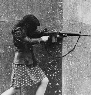 IRA fighter fires an AR18 at Pro-British troops during skirmishes in ...