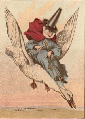 Mother Goose flying on goose