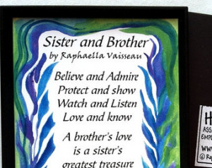 SISTER BROTHER Poem MAGNET Original Words Family Appreciation Sayings ...