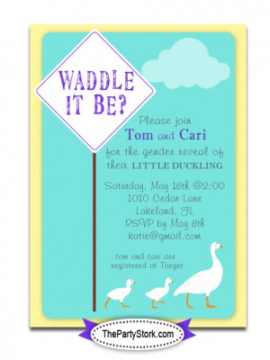 Printable Gender Reveal Baby Shower Invitation: Waddle it Be