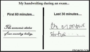 Handwriting during exam