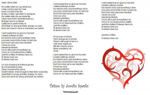 Lyrics To Tattoo Jordin Sparks By Animecresentmoon On Deviantart