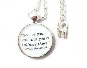 Teddy Roosevelt Success Quote Necklace, 