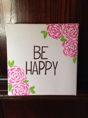 BE HAPPY / canvas quote / canvas painting / HappyPlaque / hand-painted ...