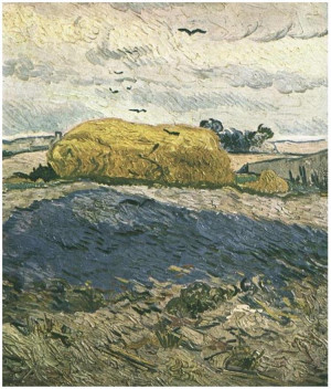 Vincent van Gogh's Haystacks under a Rainy Sky Painting