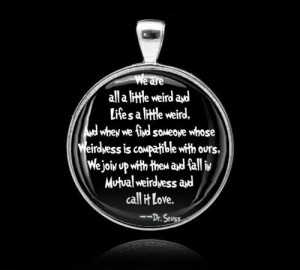 ... Weird Love Quote Silver Frame Tray Bezel Pendant Necklace or Keychain