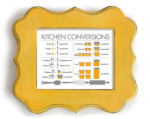 ... Conversion Chart, Kitchen Art Print, Kitchen Decor, Cooking Knowhow