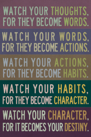 Watch Your Thoughts Modern Motivational Plastic Sign Pancarte matière ...