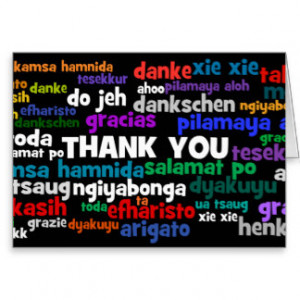 Multiple Ways to Say Thank You in Many Languages Stationery Note Card