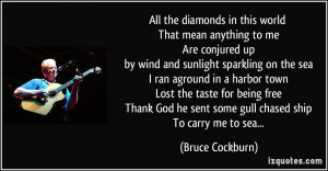 All the diamonds in this world That mean anything to me Are conjured ...