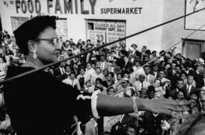 Mamie Till Bradley speaking to anti-lynching rally after an all white ...