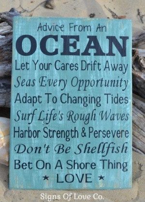 From The Ocean Wood Signs Custom Beach Décor Room Theme Love Quotes ...