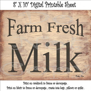 Printable Digital Art Print , Farm Fresh Milk , Farmhouse Decor , SOOO ...