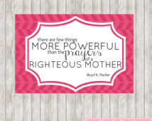 LDS Quote Printable- Power of Mothers Prayer-Red