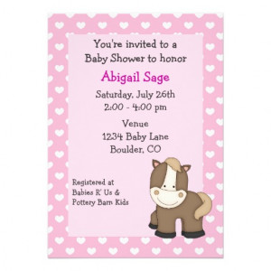 Cute Pony Baby Girl Shower Invitation