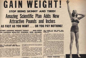Vintage ads promoting benefits of weight gain for women