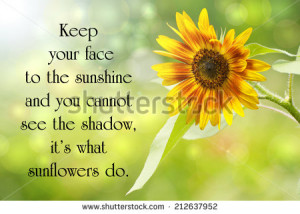 quote on life by Helen Keller, with a beautiful sunflower ...