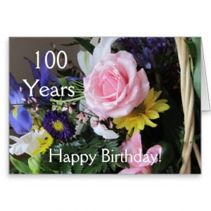 Happy 100th Birthday! Pink Rose Bouquet Cards