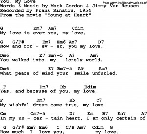Song Lyrics with guitar chords for You My Love - Frank Sinatra, 1954