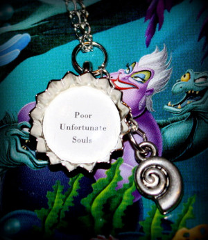 Poor unfortunate souls' mini bottle cap charm quote Necklace