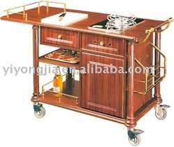 Hotel Restaurant Flame Cart/Wooden Food and Beverage Cart/