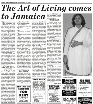 Jamaica Newspaper Article – 19th March 2012