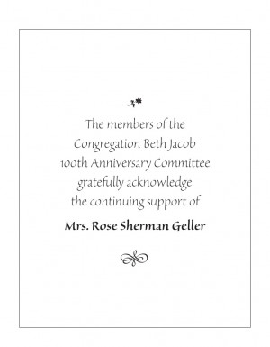 The members of the Congregation Beth Jacob100th Anniversary Committee ...