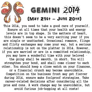 Zodiac Attack, Chinese Horoscope 2014, Gemini Horoscope 2014, Gemini ...