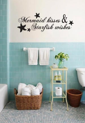 mermaid kisses and star fish wishes wall decal ocean bathroom sea ...